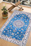 Blue Ravza Flower Motif Mosque Nebevi Mihrap Sponge Digital Printed Prayer Mat