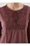 Tie Collar Embroidered Women's Blouse - 3