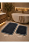 Premium Plush Jute Edge Detailed Non-Slip Base 2-Piece Bath Mat Set 90X60 & 50X70 - 2