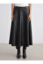 Leather Look Flared Skirt - 2