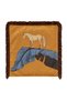 Blue Draped Fringed Cushion Cover with Horse Figure - Artistic Cover with Burgundy Tassels - 6