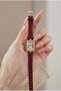 Royal Women's Watch Burgundy Leather Strap Vintage Square Model |   Roman Numeral Luxury Elegant Women Wrist Watch 2026 - 3