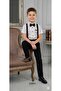 Boy's Shirt and Pants Set with Bow Tie and Straps, Stylish Combination (1 Size, Please Choose Larger Size) Ages 4-5-6-7 - 3