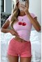 Women's Casual Crop T-Shirt Slim Fit Printed 100% Cotton Modern Combination