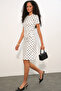 Women's Bow Detailed Polka Dot Dress 2617 - White - 2