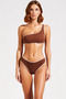 Women's Bikini Set One Shoulder Sleeveless Without Underwire Regular Waistline Knitted Textured Embroidery Detailed Slip Bottom - 4