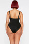 Women's Plus Size Swimsuit V-Neck Sleeveless Cut Out Tie-Up Covered Flat Pattern Knitted Fabric - 5