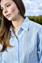 Baby Blue Patch Textured Women's Shirt Classic Cut Long Sleeve Shirt - - 5
