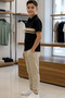 6-15 Years Old Boys' White Striped Polo Collar T-Shirt Black Fabric Trousers Stylish Combination - 2