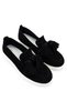 Women's Genuine Leather Black Suede Loafer Shoes - 3