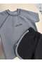 Unisex Baby Waffle Fabric Shorts Set Gray Black Summer Combination - 3