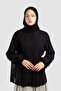 Ribbed Detailed Cotton Voile Shirt Black - 4