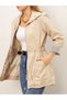 Women's Beige Zippered Pocket Seasonal Trench Coat Spring Thin Coat - 4