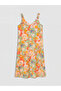 Mixed V-Neck Floral A-Line Dress - 2