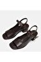 Women's Large Size Women's Heeled Sandals Genuine Leather 41-42-43-44-45-Brown - 3