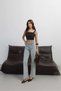 Lycra Mini Flare Jean Trousers with Tassels at the Legs