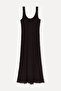 Women's Brown Sleeveless Lace Long Dress