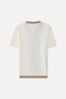 Men's Off-White Striped Polo Collar Short Sleeve Knit Sweater - 2