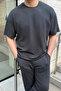 Morin Men's Anthracite Oversize Draped Soft Touch Top and Bottom Set - 2