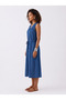 Women's Blue Denim Jeans Buttoned Waist Tie Dress - 2
