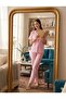 Women's Buttoned Short Sleeve Straight Leg Striped Pajama Set - 2