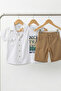 Boys' 3-Piece Cotton Set - Shirt, Printed Undershirt, and Shorts (Ages 2-5) - 2