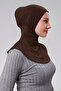 Women's Practical Hijab with Sports Neck Collar, Attached Bonnet, Combed Cotton Fabric S200 - Beige - 5