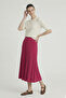 Fuchsia Slim Pleated Skirt