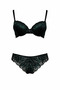 Lace Underwire Supported Green Bra and Panty Set