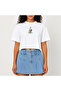 Crop T-Shirt White Printed Relaxed Fit Raw Cut Basic Short Tshirt
