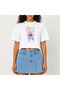 Crop T-Shirt White Printed Relaxed Fit Raw Cut Basic Short Tshirt