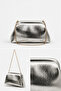 Textured Hand and Shoulder Bag with Chain Strap Silver - 8