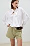 Ecru Bow-Tie Draped Women's Shirt - 4