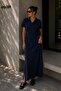 Women's Polo Collar Basic Maxi Dress with Slit Detail, Loose Casual Comfortable Dress My3535 - 2