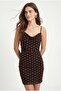 Women's Camila Lined Brown Polka Dot Gathered Strap Short Tulle Dress - 2
