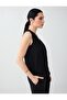 Black Linen Blend Vest with Collar Detail - 4