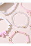 Pack of 6 - Pink Bow and Pearl Beaded Bracelet - 3