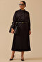 Galaxi Women's Plus Size Pleated Detailed Skirt 4006 Black