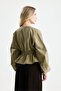 Women's Khaki Waist Elastic Detailed Poplin Unlined Jacket 31039 - 4