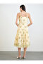 Yellow Floral Strappy Tiered Midi Dress - 5