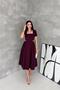 Women's Plum Square-Necked Dress with Stone Details, Draped Midi-Length Skirt ----   Nbk4621