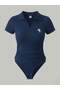 Polo Collar Ribbed Lycra Premium Bodysuit - 2