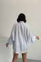 Oversize Bat Sleeve Summer Striped Shirt - 7