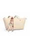 Women's Cream Tote Bag with Scarf Detail, Daily Use Shoulder Bag - 3