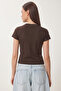 Embroidered Cotton Knitted T-Shirt Lcr0127 Brown - 5