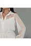 Ecru Off-The-Shoulder Lace Embroidered Shirt Collar Short Dress - 6
