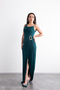Long, Stylish Evening Dress with Shoulder and Waist Accessories, Draping, Crepe Fabric, and Slits. - 3