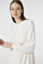 Crew Neck Belted Embroidered Ecru Dress 0599 - 2