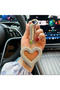 Keyring and Bag Accessory Silver Color with Stones Heart-Shaped Hollow Design Shiny Luxury Accessory - 2