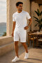 Men's White Jacquard Textured Shorts and T-Shirt Set